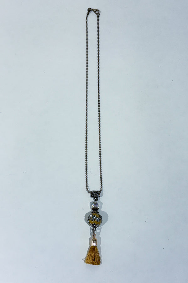 Collier argent pendentif pompom beige-Autres-La Penderie du Paradis 🕊