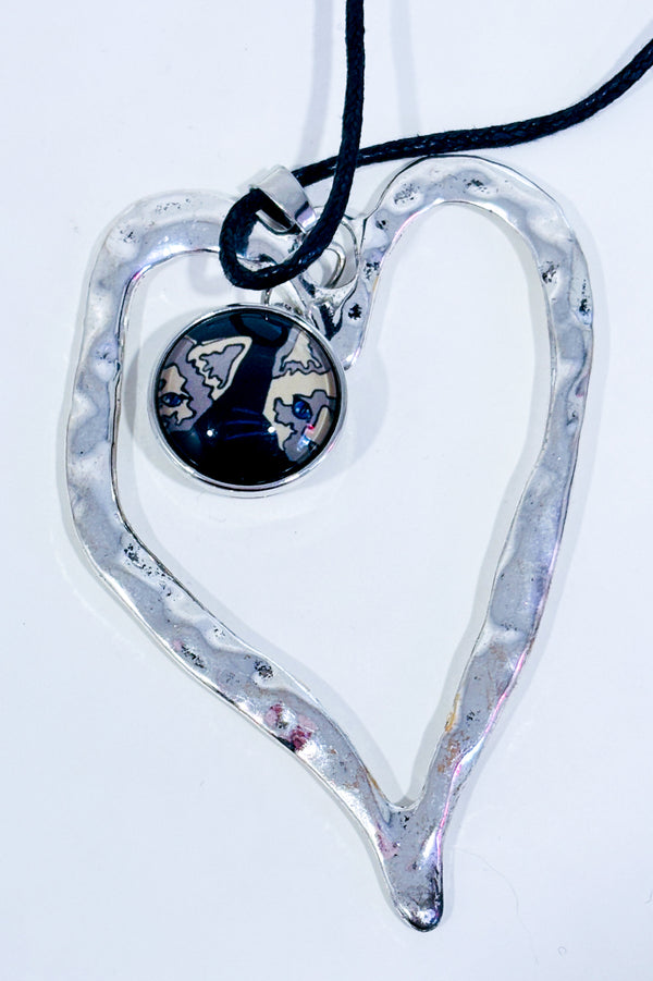 Collier noir pendentif coeur argent-Autres-La Penderie du Paradis 🕊