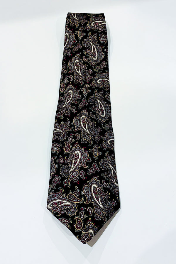 Cravate noire et rouge motif Paisley - Leo Chevalier Design - La Penderie du Paradis ?