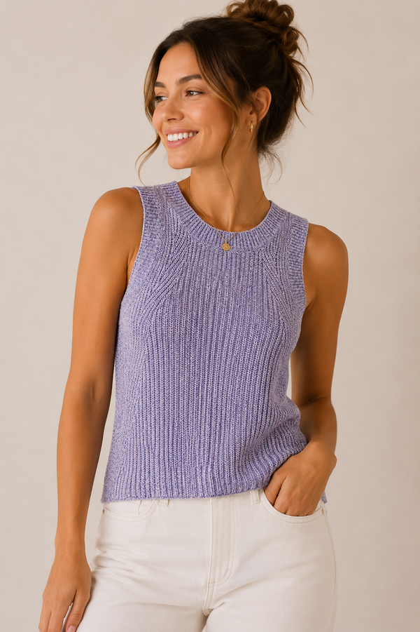 Haut en maille tricotée mauve* seconde main - Mango- La Penderie du Paradis