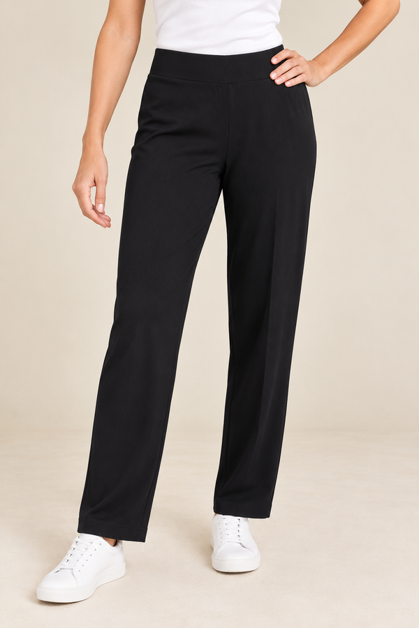 Pantalon extensible noir à jambes droites seconde main - Bali- La Penderie du Paradis