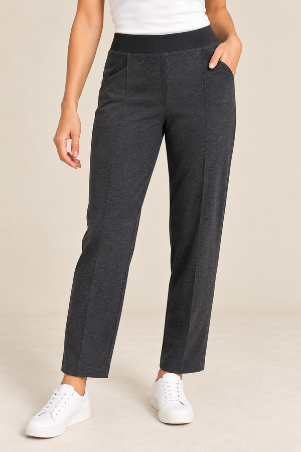 Pantalon gris charbon extensible à bande élastique seconde main - Claire France- La Penderie du Paradis