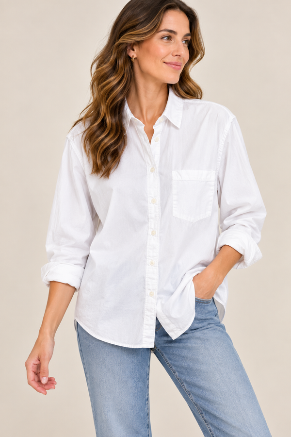 Chemise blanche boyfriend en coton* seconde main - GAP- La Penderie du Paradis