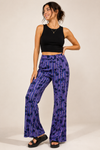 Pantalon extensible mauve rayé à motif floral seconde main - Romwe- La Penderie du Paradis