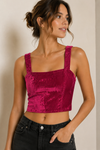 Camisole courte framboise en velours à encolure carrée* seconde main - Maeve- La Penderie du Paradis