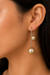 Boucles d'oreilles pendantes argentées avec perles champagne* seconde main - Autres- La Penderie du Paradis
