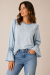 Haut bleu pâle en denim seconde main - Suko Jeans- La Penderie du Paradis