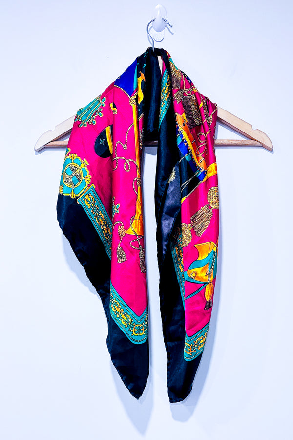 Foulard carré noir rose et vert-Autres-La Penderie du Paradis 🕊