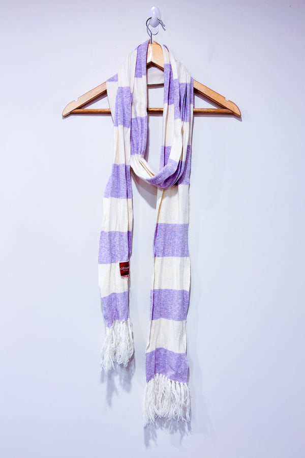 Écharpe rayée mauve et blanche-Olsen-La Penderie du Paradis 🕊