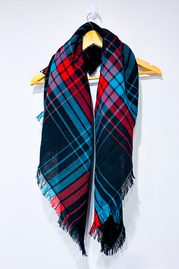 Foulard carré rouge vert et noir à carreaux seconde main - Autres- La Penderie du Paradis