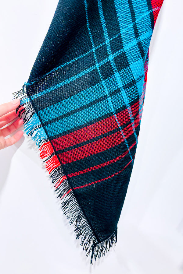 Foulard carré rouge vert et noir à carreaux seconde main - Autres- La Penderie du Paradis