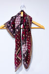 Foulard vintage carré bourgogne fleuri * seconde main - Oscar de la Renta- La Penderie du Paradis