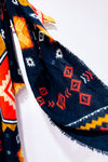Écharpe oversized en tricot noir et orange à motifs géométriques seconde main - Misk- La Penderie du Paradis