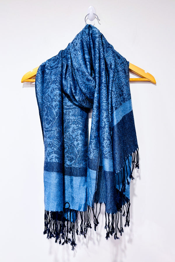 Écharpe bleue scintillante à motifs* seconde main - Pashmina- La Penderie du Paradis