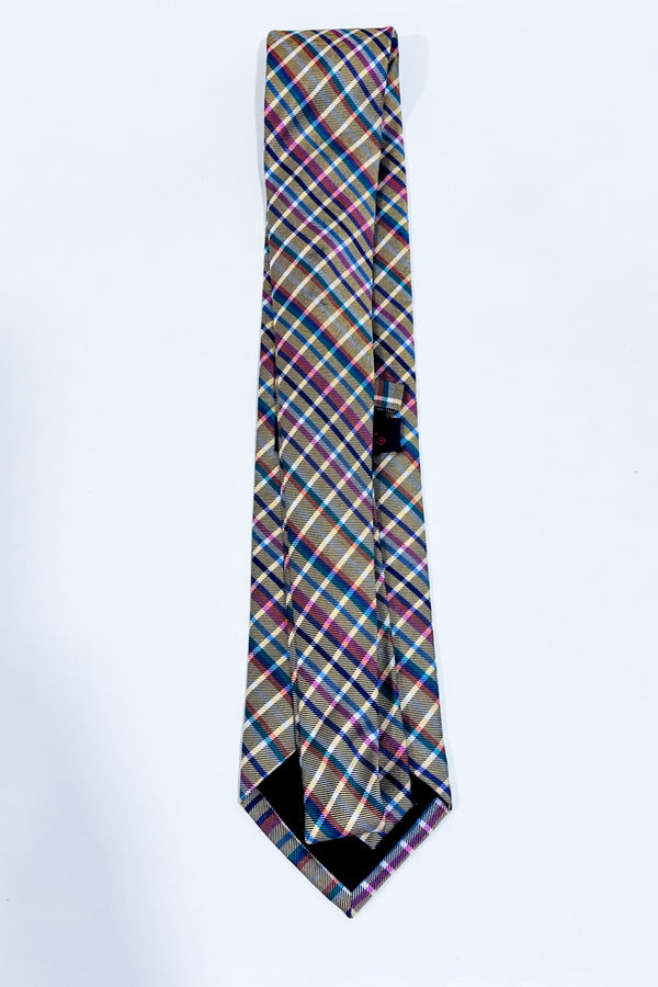 Cravate jaune et rose à carreaux-Rooster-La Penderie du Paradis 🕊