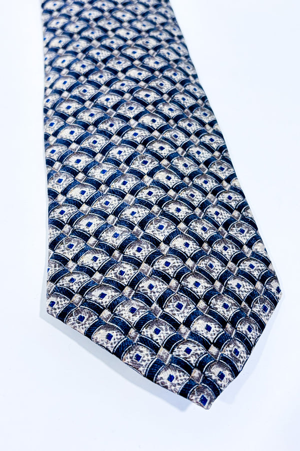 Cravate beige et bleue à motifs-Geoffrey Beene-La Penderie du Paradis 🕊