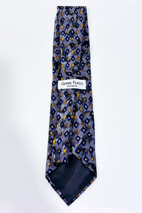 Cravate grise et bleue avec losanges-Gianni Filacci-La Penderie du Paradis 🕊