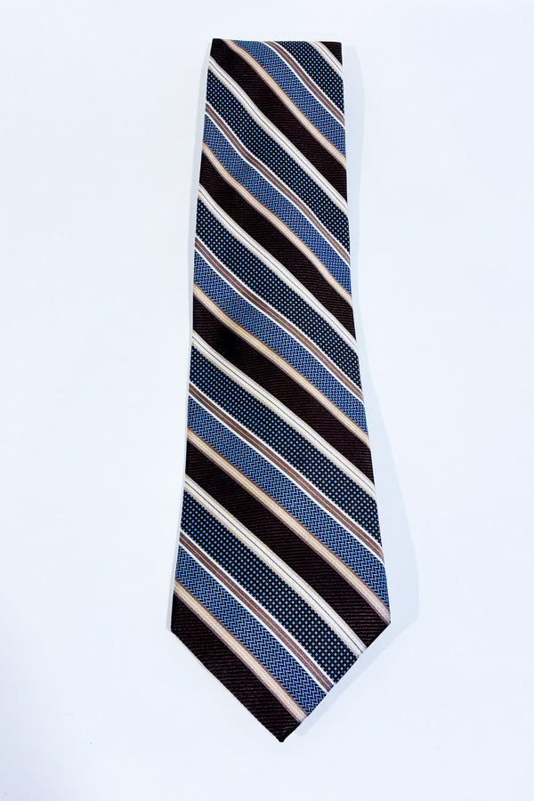 Cravate brune et bleue rayée-Jorsyth-La Penderie du Paradis 🕊