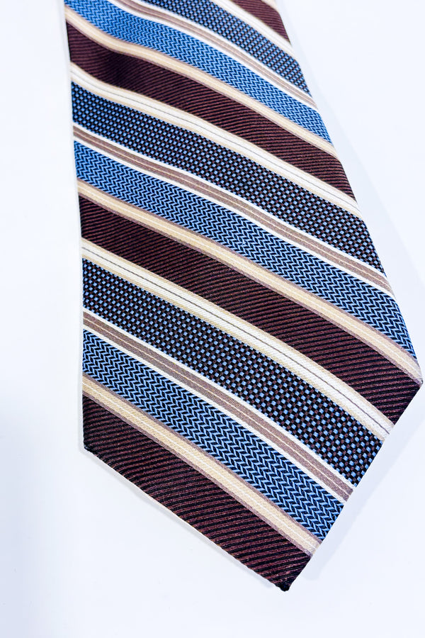 Cravate brune et bleue rayée-Jorsyth-La Penderie du Paradis 🕊