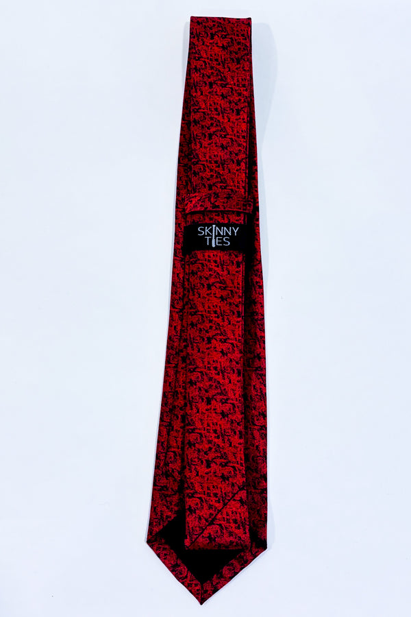 Cravate étroite rouge et noire-Skinny Ties-La Penderie du Paradis 🕊