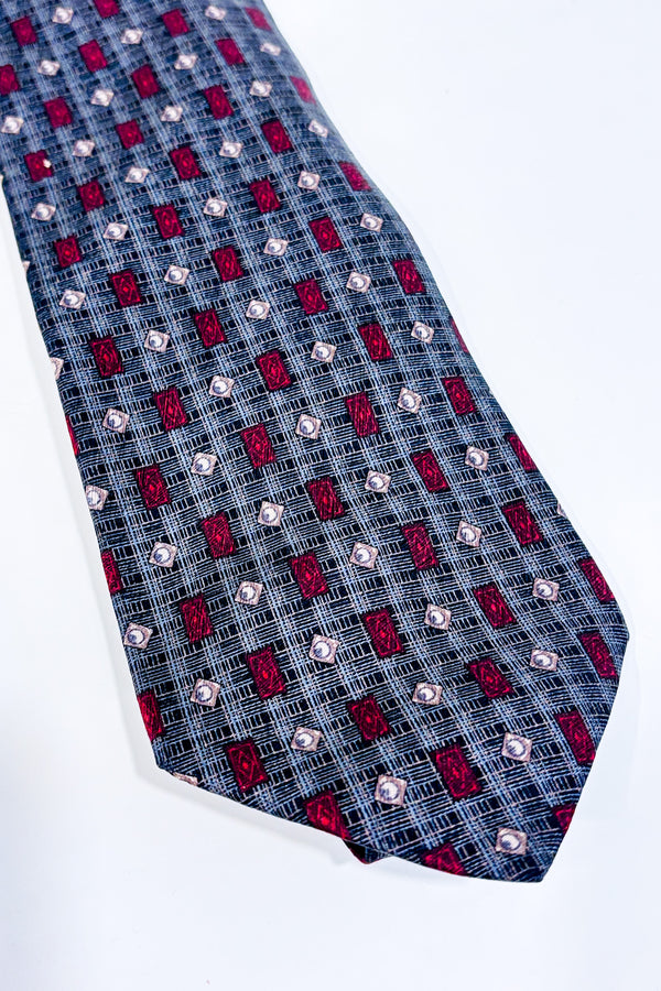 Cravate grise et rouge à motifs-Gianni Filacci-La Penderie du Paradis 🕊