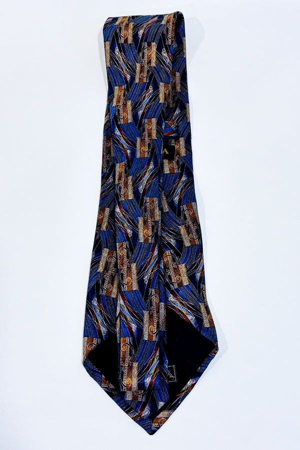 Cravate brune et bleue vintage à motifs-Serica-La Penderie du Paradis 🕊