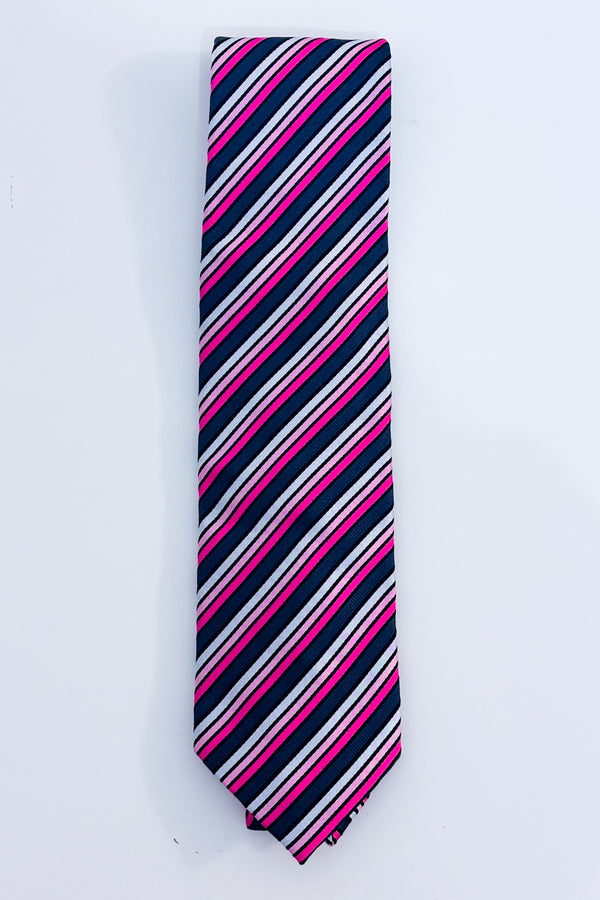 Pink and gray striped tie - Men