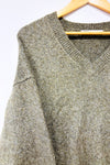 Chandail taupe en tricot taupe col en V - Homme seconde main - Zara- La Penderie du Paradis