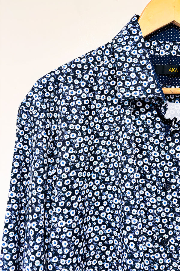 Chemise marine fleurie (xl) - Homme-AKA-La Penderie du Paradis 🕊