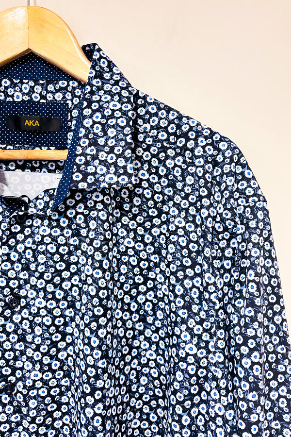 Chemise marine fleurie (xl) - Homme-AKA-La Penderie du Paradis 🕊