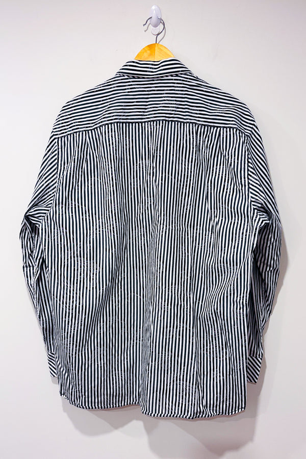 Chemise noire et blanche rayée et fleurie - Homme* seconde main - Orvieto- La Penderie du Paradis