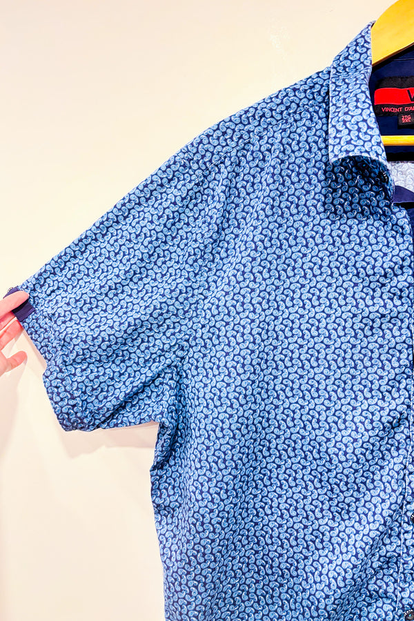 Chemise bleue motif Paisley - Homme seconde main - Vincent D'Amérique- La Penderie du Paradis