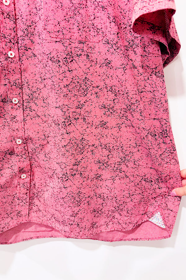 Chemise rouge à carreaux avec motifs noirs - Homme seconde main - Marco- La Penderie du Paradis