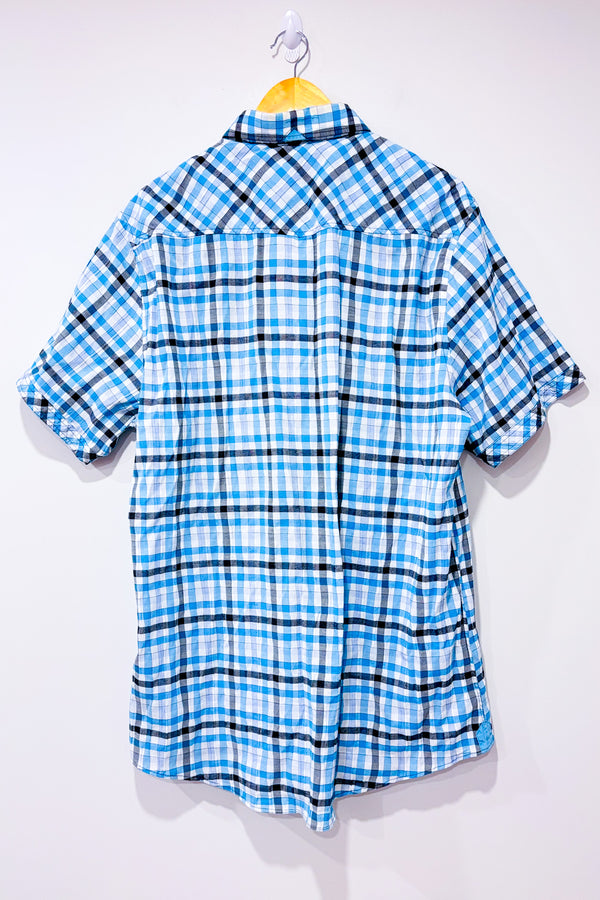 Chemise bleue à carreaux - Homme seconde main - Vincent D'Amérique- La Penderie du Paradis