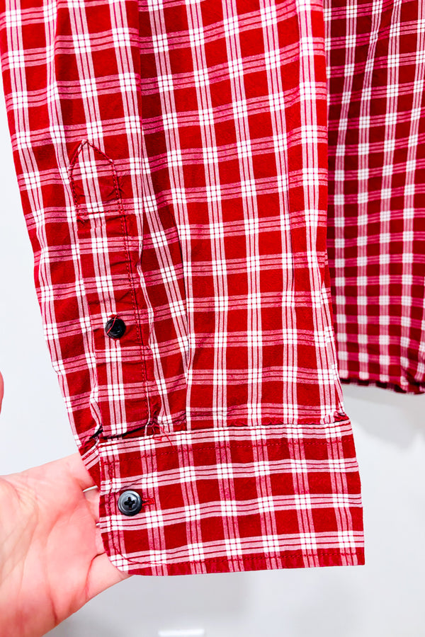 Chemise rouge à carreaux - Homme seconde main - Joe Fresh- La Penderie du Paradis