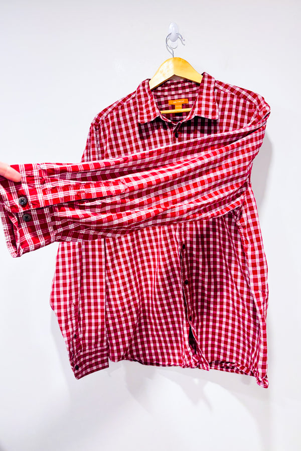 Chemise rouge à carreaux - Homme seconde main - Joe Fresh- La Penderie du Paradis