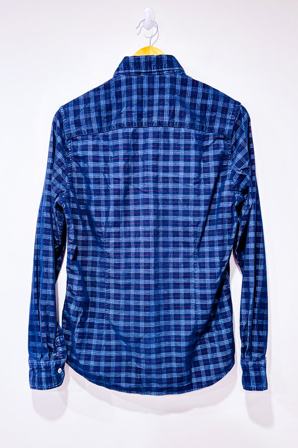 Chemise Kauri marine à carrreaux en corduroy - Homme* seconde main - New Zealand Auckland- La Penderie du Paradis