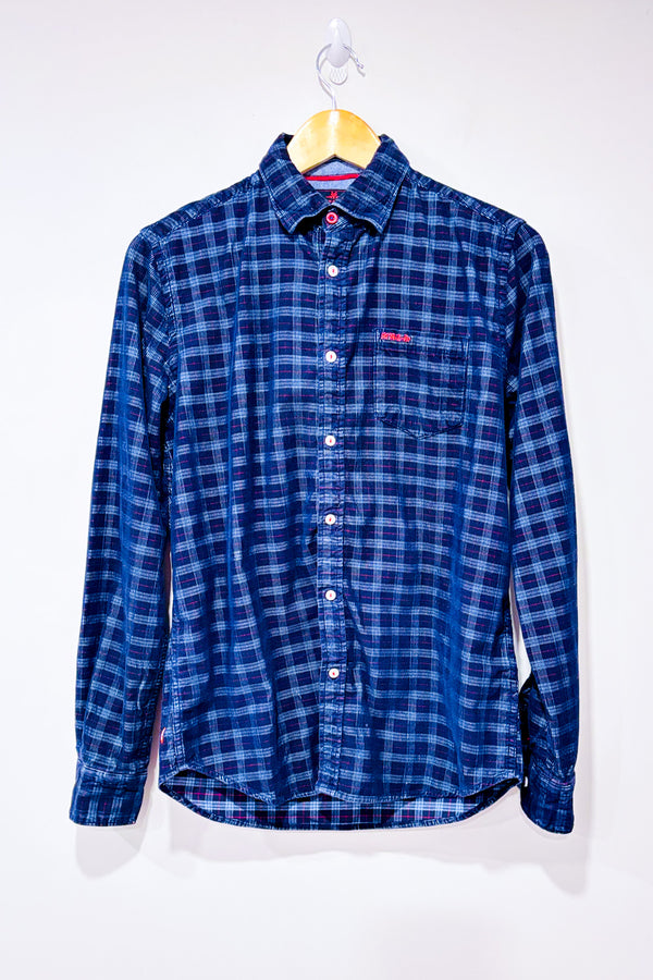 Chemise Kauri marine à carrreaux en corduroy - Homme* seconde main - New Zealand Auckland- La Penderie du Paradis