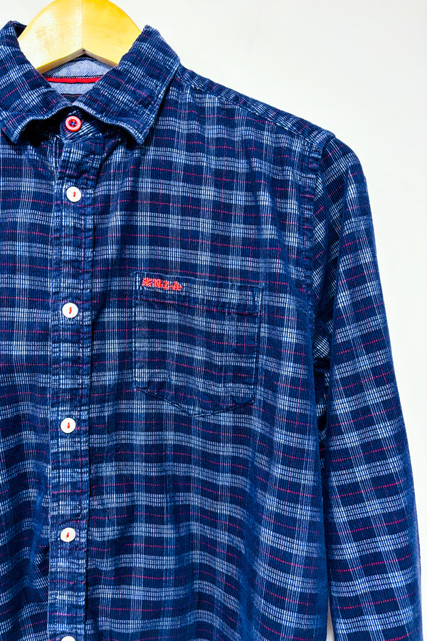 Chemise Kauri marine à carrreaux en corduroy - Homme* seconde main - New Zealand Auckland- La Penderie du Paradis