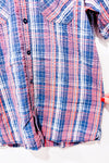 Chemise rouge et bleue texturée à carreaux - Homme seconde main - Orvieto- La Penderie du Paradis