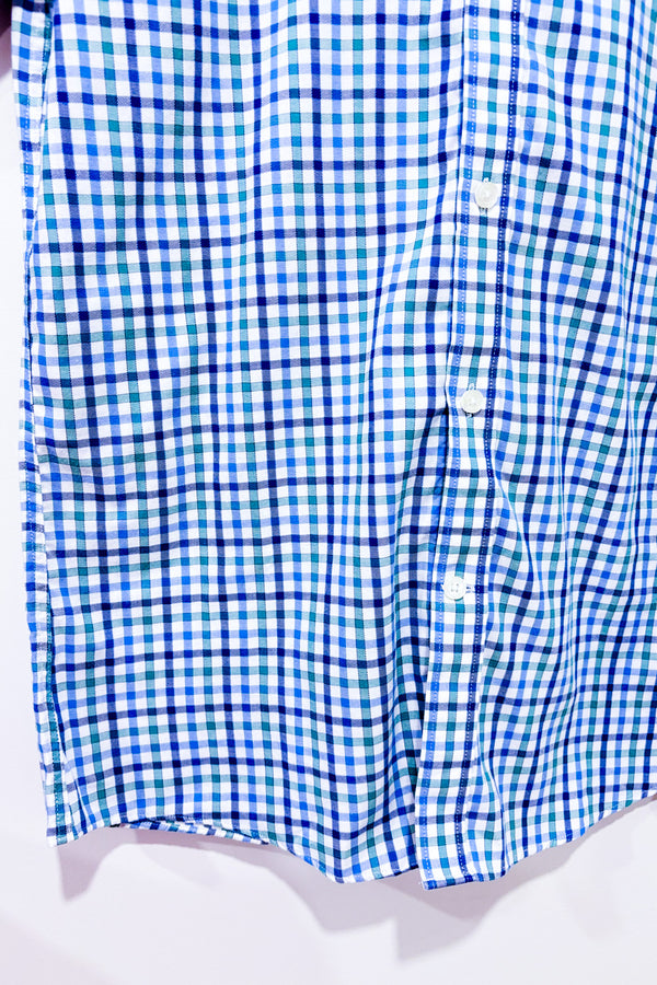 Chemise bleue et verte à carreaux coupe cintrée - Homme* seconde main - Tommy Hilfiger- La Penderie du Paradis