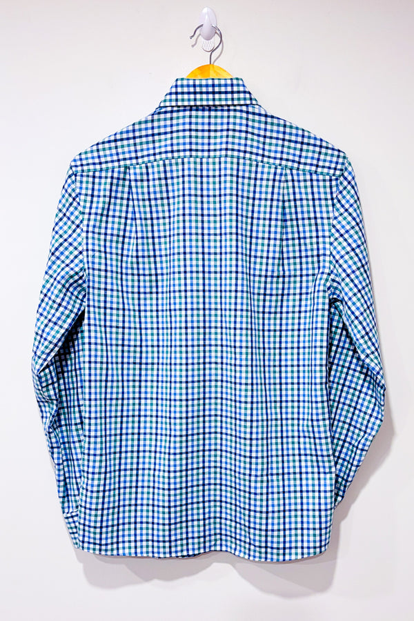 Chemise bleue et verte à carreaux coupe cintrée - Homme* seconde main - Tommy Hilfiger- La Penderie du Paradis