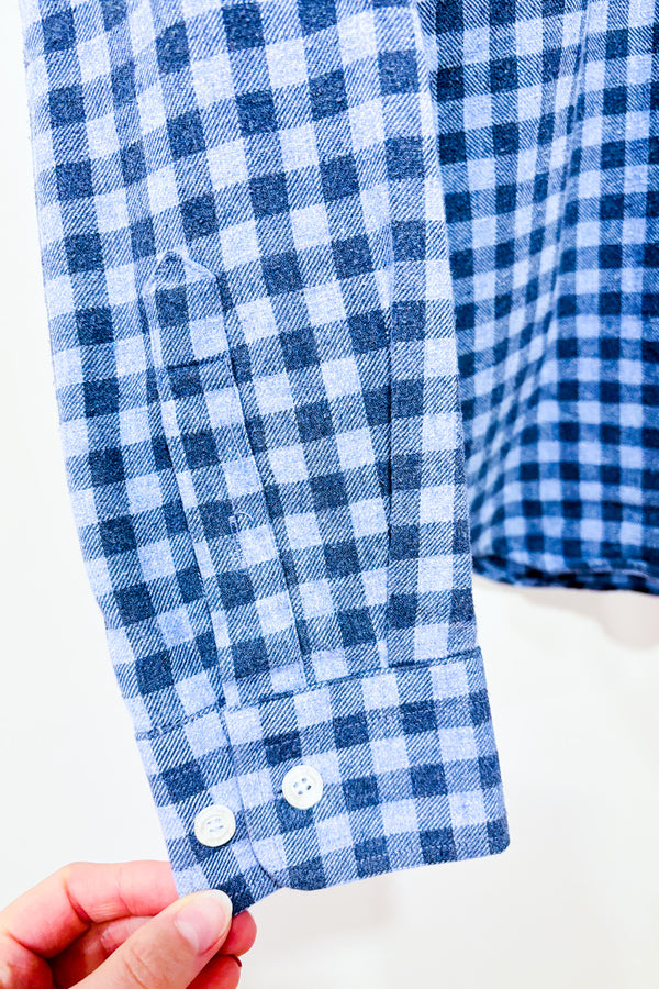 Chemise en flanelle bleue à carreaux - Homme seconde main - Scott Ellis- La Penderie du Paradis