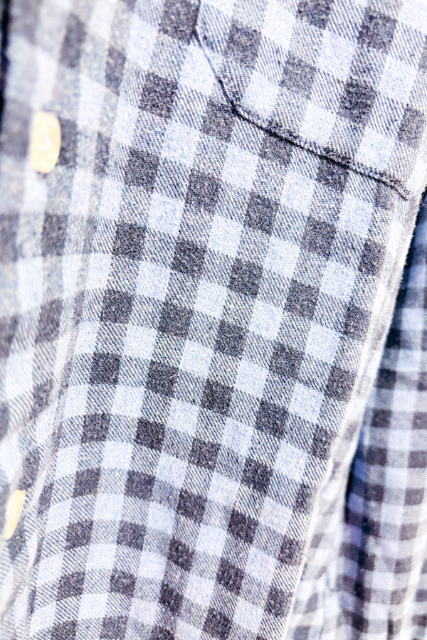 Chemise en flanelle bleue à carreaux - Homme seconde main - Scott Ellis- La Penderie du Paradis