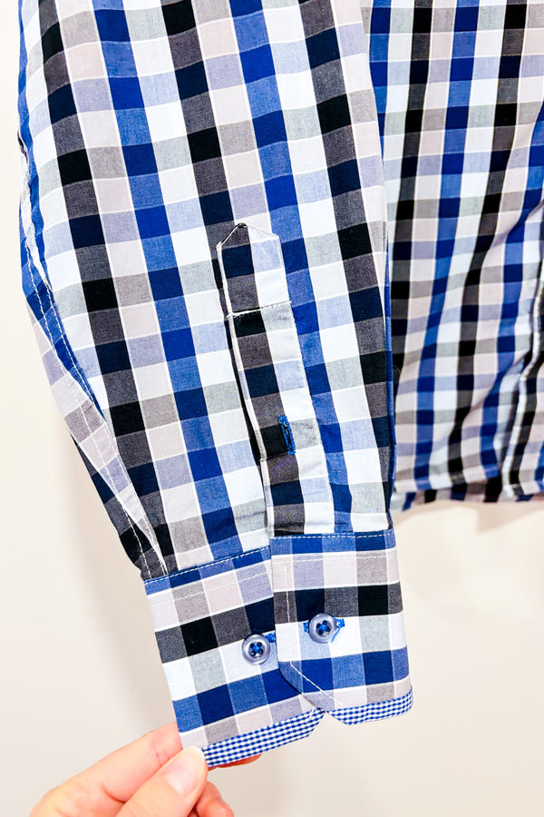 Chemise bleue à carreaux - Homme* seconde main - Palenzo- La Penderie du Paradis