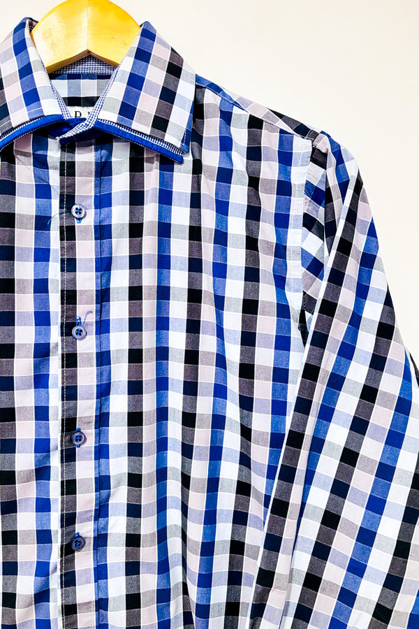 Chemise bleue à carreaux - Homme* seconde main - Palenzo- La Penderie du Paradis