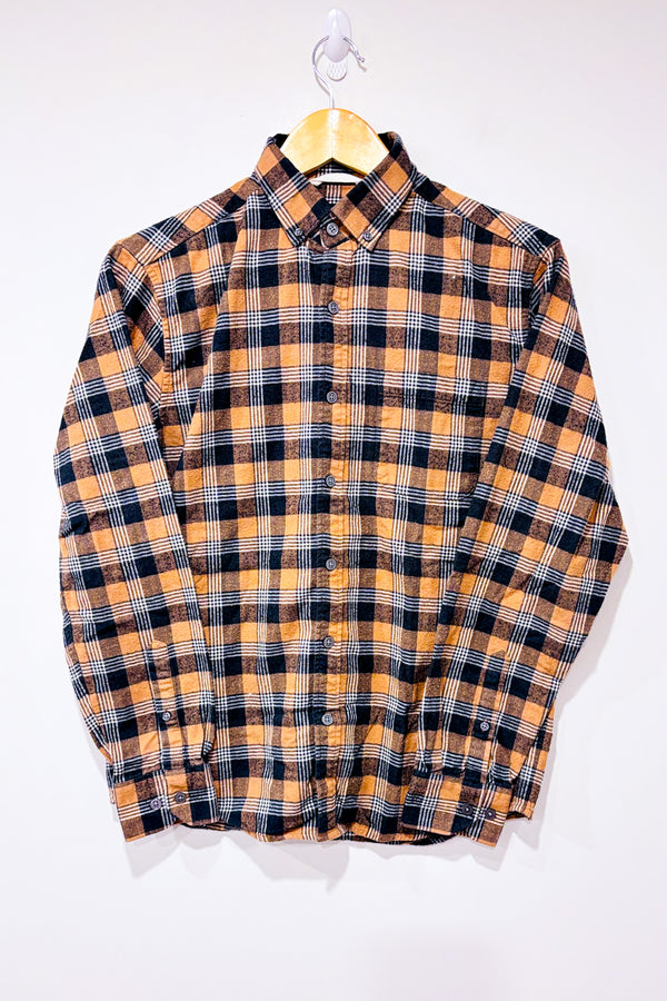 Chemise en flanelle brune à carreaux - Homme seconde main - RW&CO.- La Penderie du Paradis