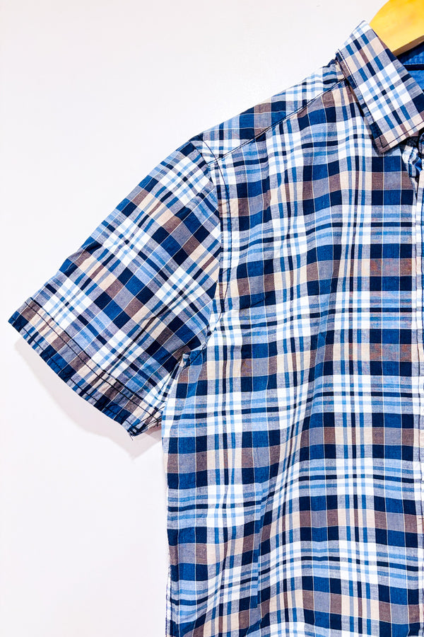 Chemise brune et bleue à carreaux - Homme seconde main - Orvieto- La Penderie du Paradis