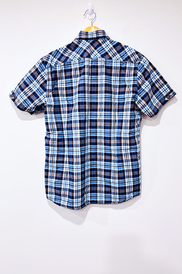 Chemise brune et bleue à carreaux - Homme seconde main - Orvieto- La Penderie du Paradis