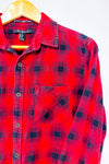 Chemise en flanelle rouge et marine à carreaux - Homme seconde main - 21 Men- La Penderie du Paradis